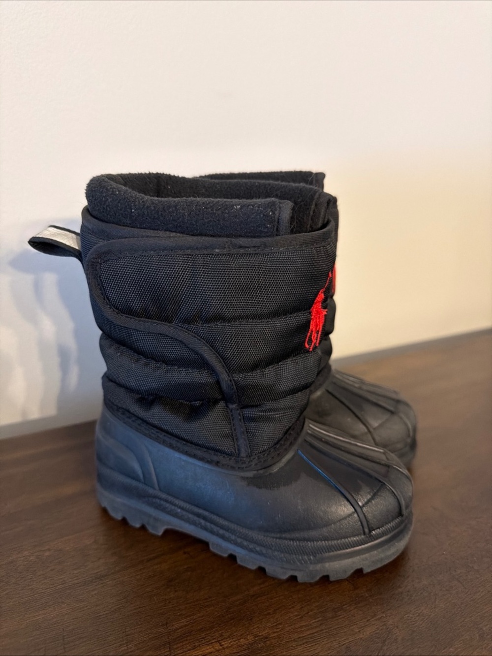 Polo Ralph Lauren Black Boots Boys Youth 6 Vancouver EZ Pull-On Kids Winter Snow